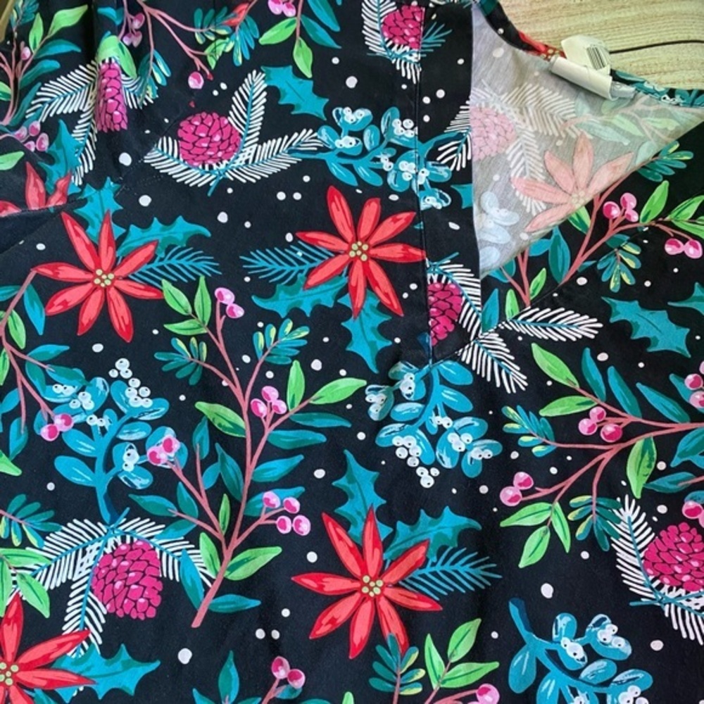 UA Scrubs Poinsettia Garden Christmas Scrub Top